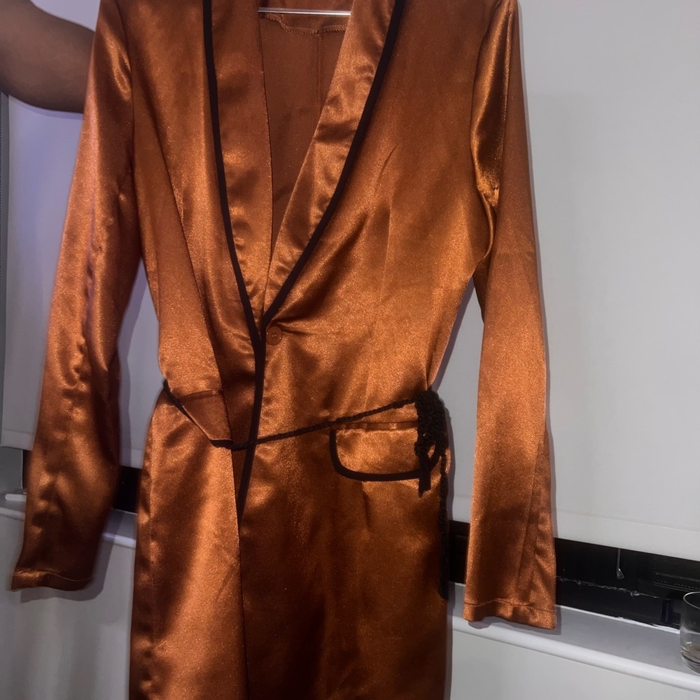 Sleek Copper Satin Blazer